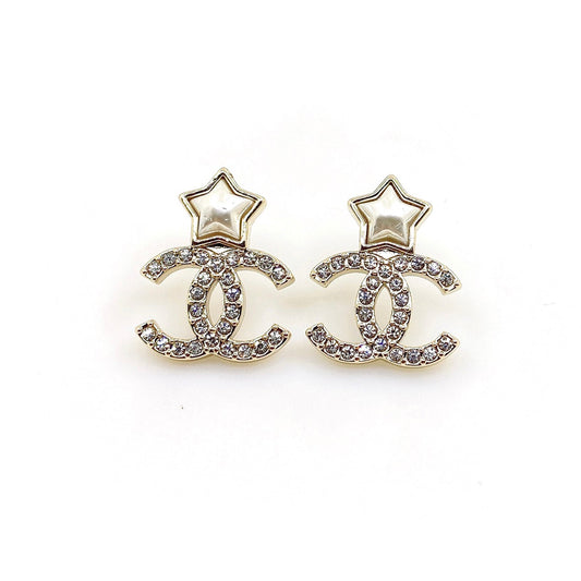 18K CHANEL CC Star Crystals Earrings