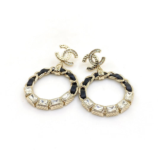 18K CHANEL CC Round Crystals Earrings