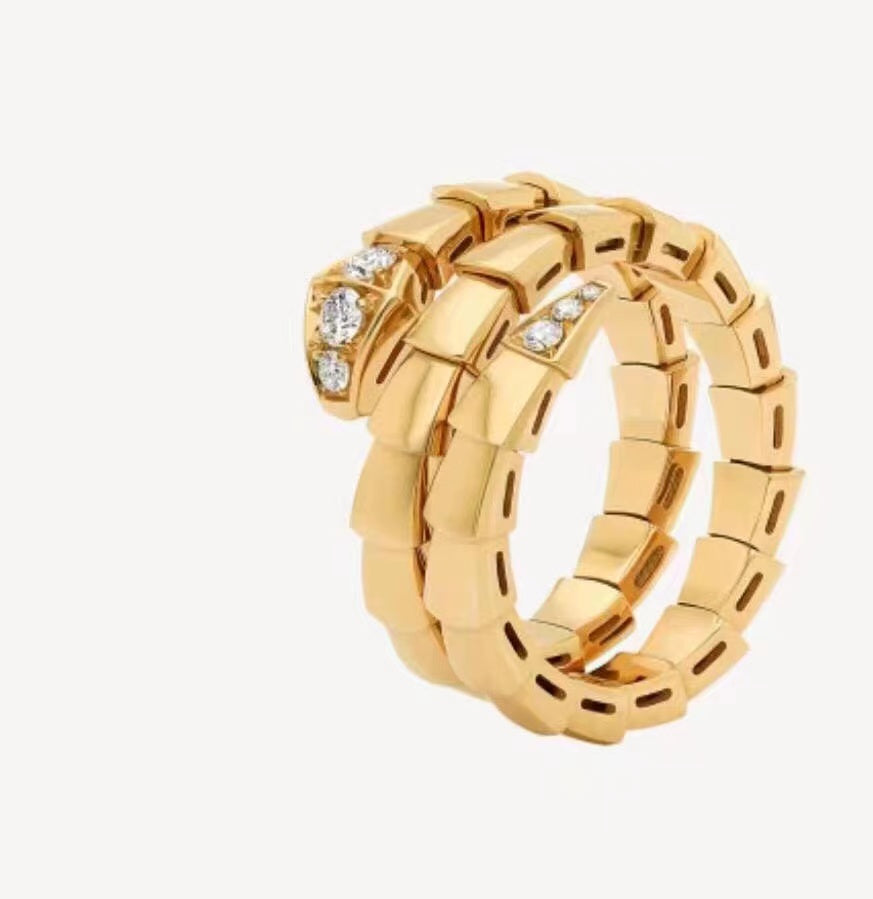 18K BV Serpenti Viper Demi Diamond Ring