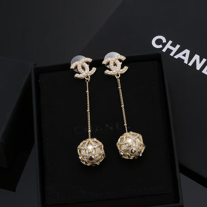 18K CC Pearl Long Earrings