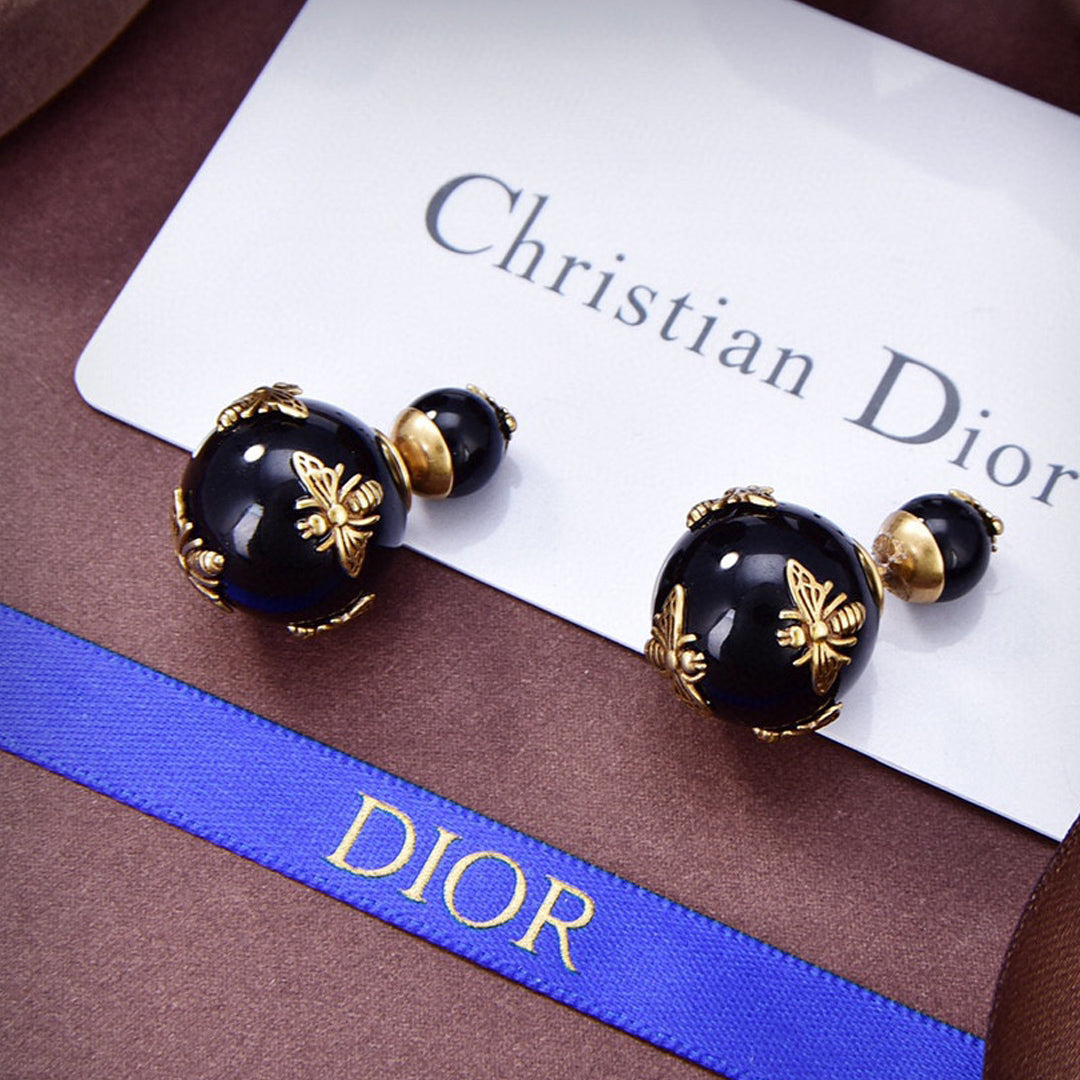 18K Dior Tribales Black Earrings