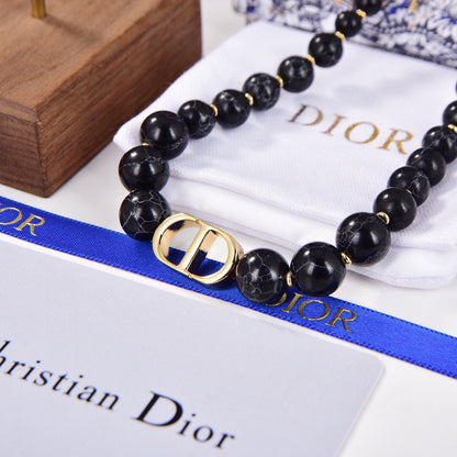 18K CD 30 Montaigne Choker Black Pearls Necklace