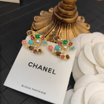 18K CC Multi-Color Crystals Earrings