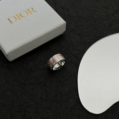 18K CD Monogram Enamel Ring