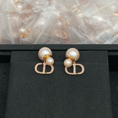 18K CD Pink Pearl Gold Earrings