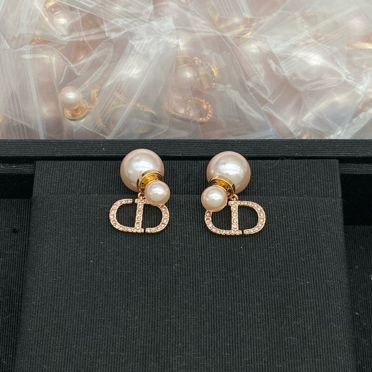 18K CD Pink Pearl Gold Earrings