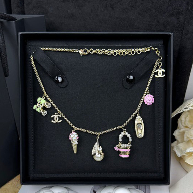 CC 26C Sailboat Enamel Gold Necklace
