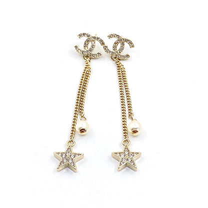 18k CHANEL CC Pearl & Star Earrings