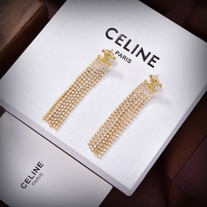 18K CE Coeur Diamond Long Earrings