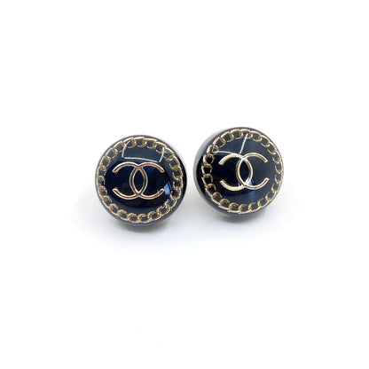 18k CHANEL Circle Resin Earrings