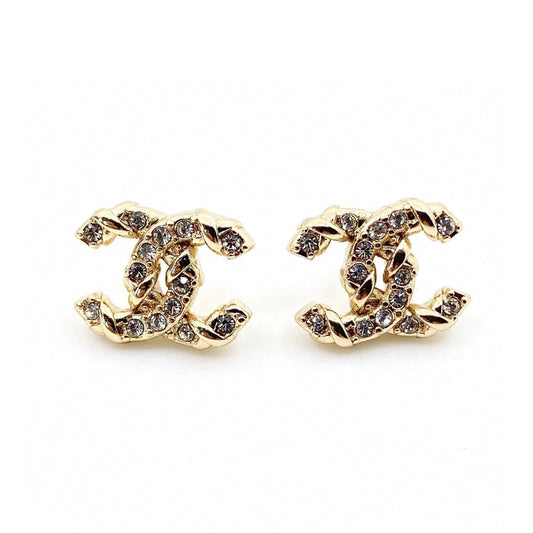 18K CHANEL CC Full Crystals Earrings