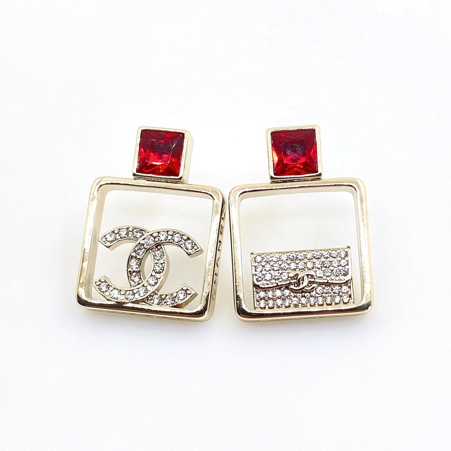 18K CHANEL CC Red Bottle Pendant Earrings