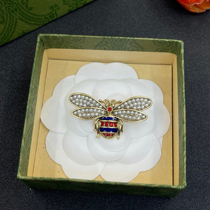 18K GG Red Bee Diamond Brooch