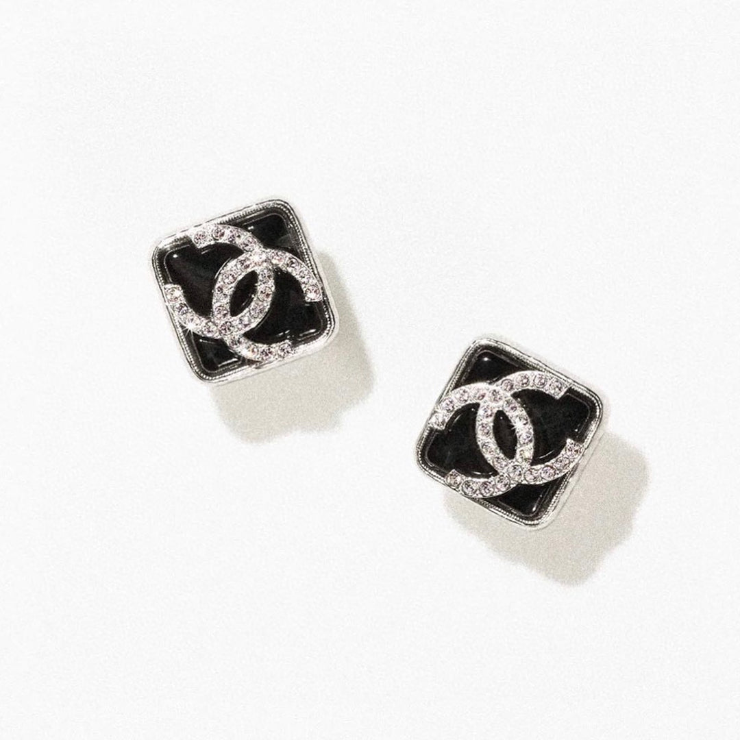 18K CHANEL CC Square Earrings