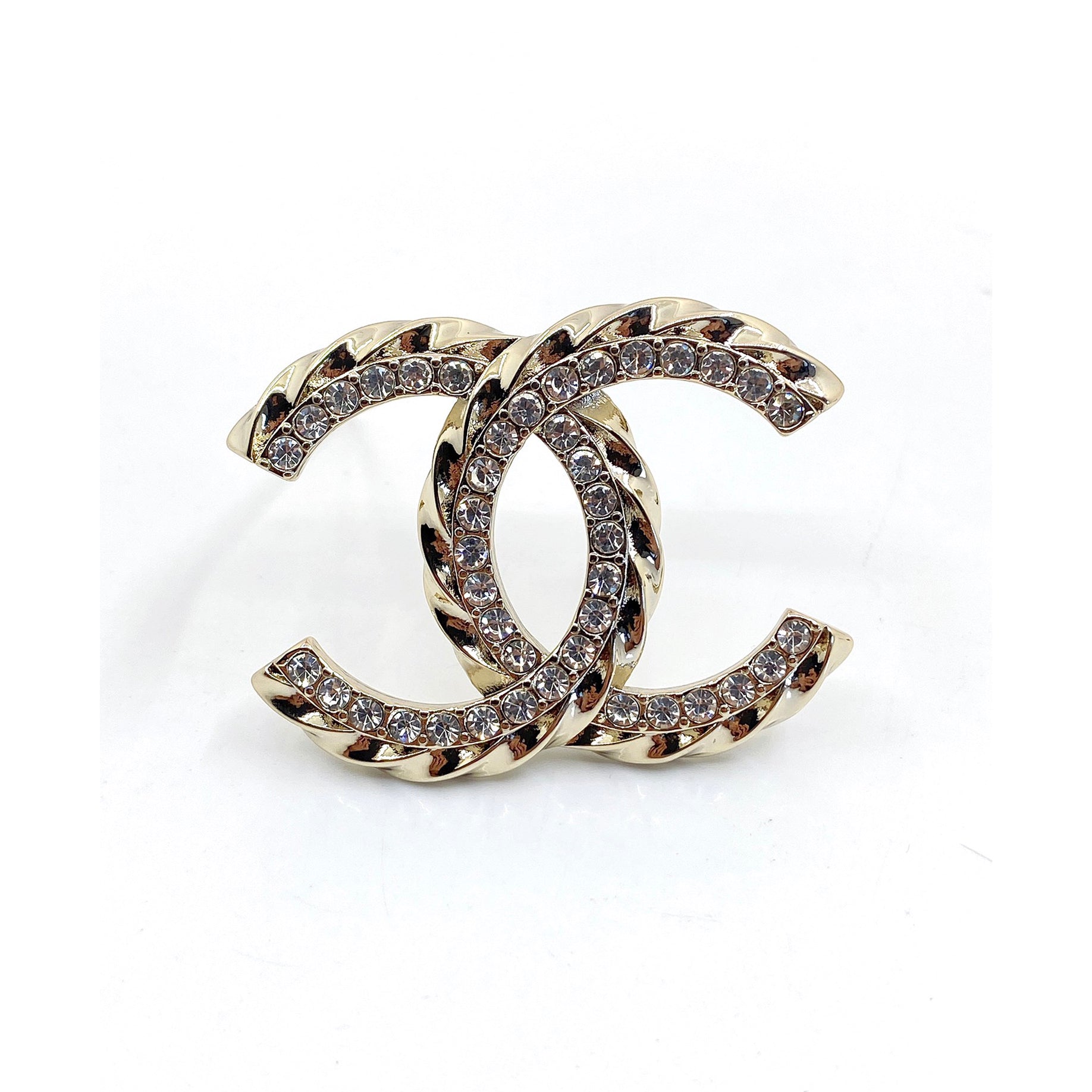 18K CHANEL CC Diamonds Brooch