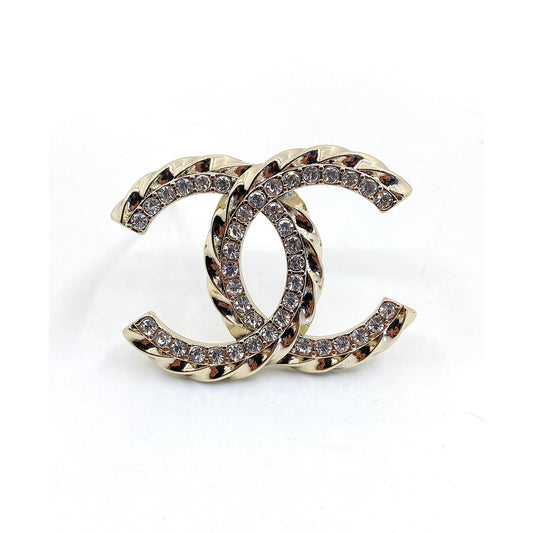 18K CHANEL CC Diamonds Brooch