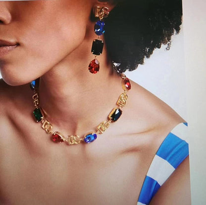 18K DG Crystals Choker Necklace