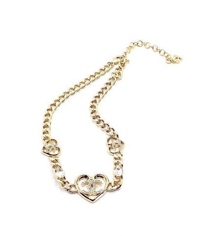 18K CC Heart Diamonds Chain Necklace