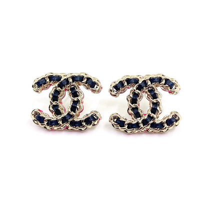 18K CHANEL CC Pink Resin Leather Earrings