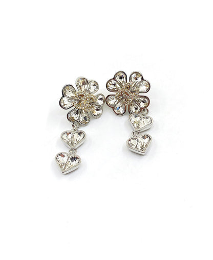 18K CC Crystal Flower Earrings