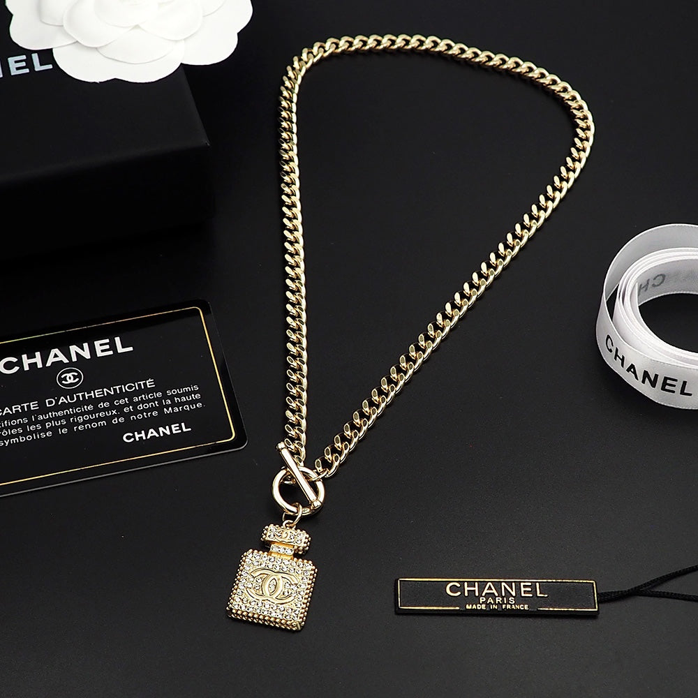 18K CHANEL Diamond Perfume Bottle Pendant Necklace