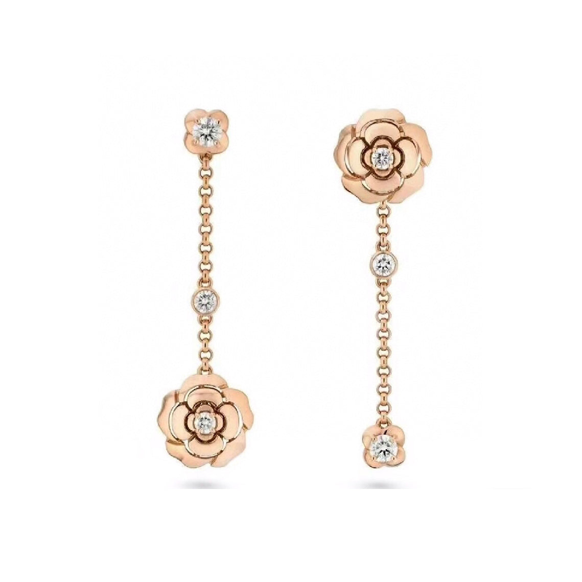 18K CHANEL Camellia Earrings