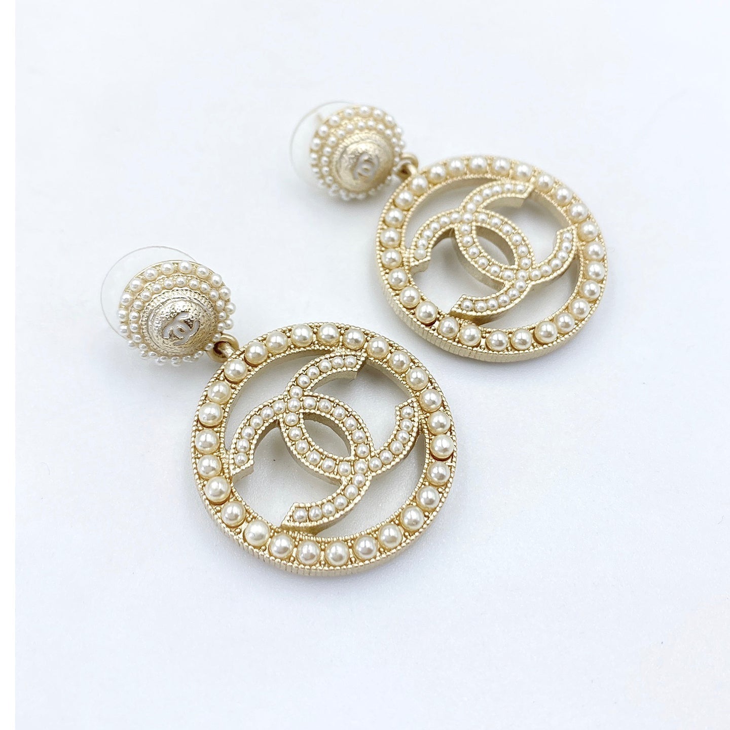 18K CC Pearl Earrings