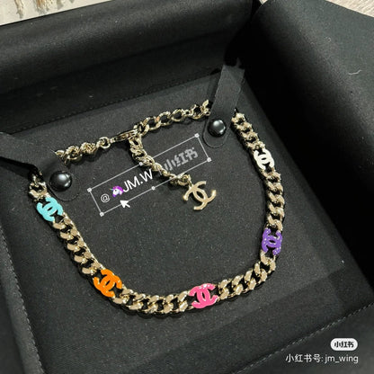 18K CC Color Logo Chain Necklace