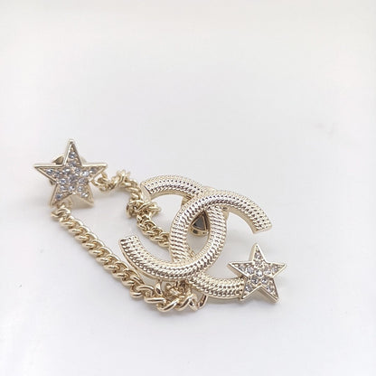 18K CC Heart Star Chain Brooch