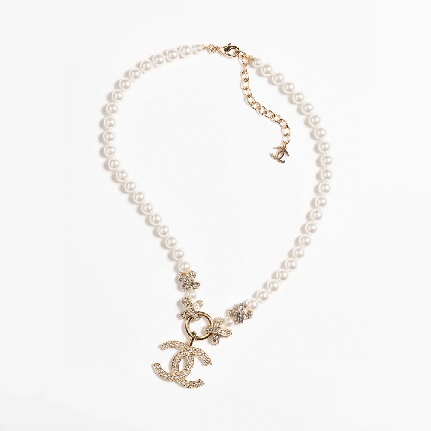 18K CHANEL CC Pearls Chain Necklace