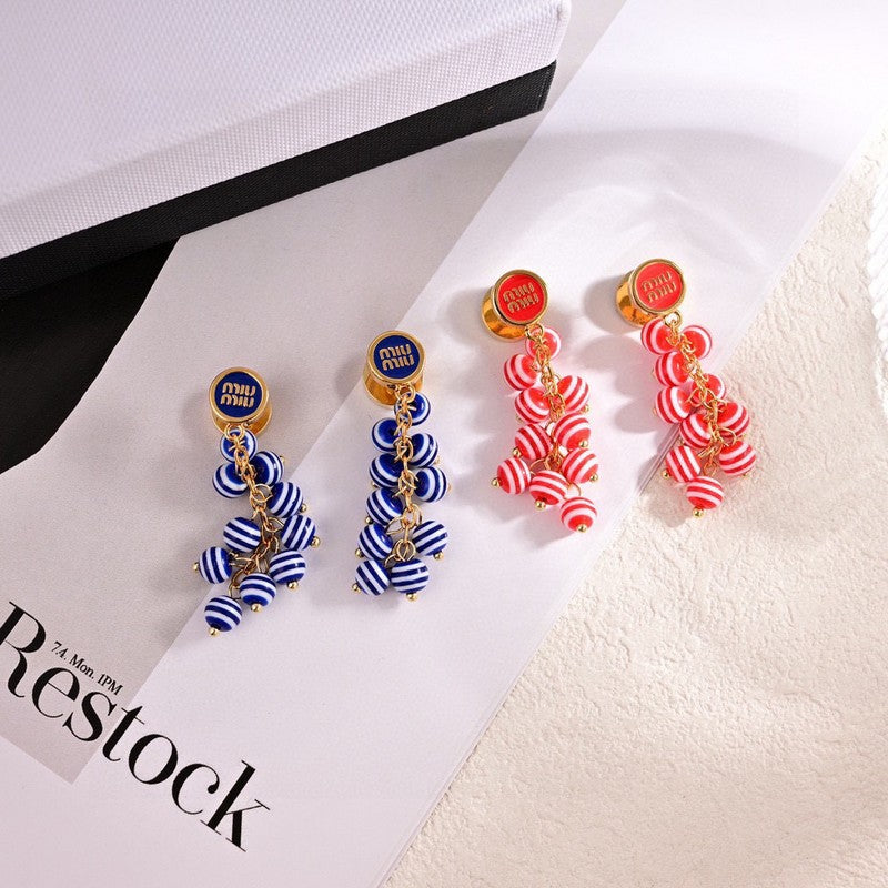 Miu Blue & Pink Ball Earrings