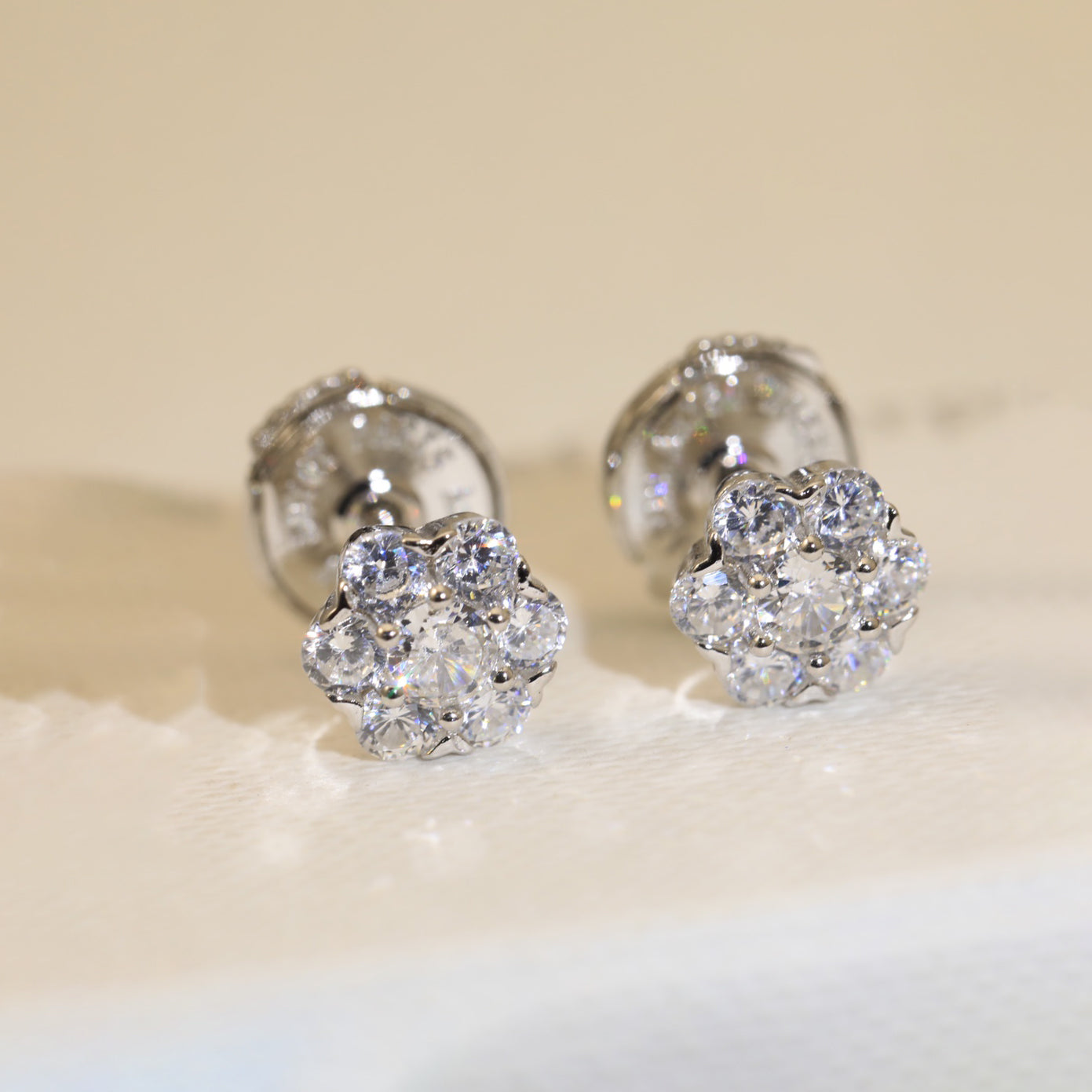 Boucles d'oreilles en cristal de fleur 18 carats