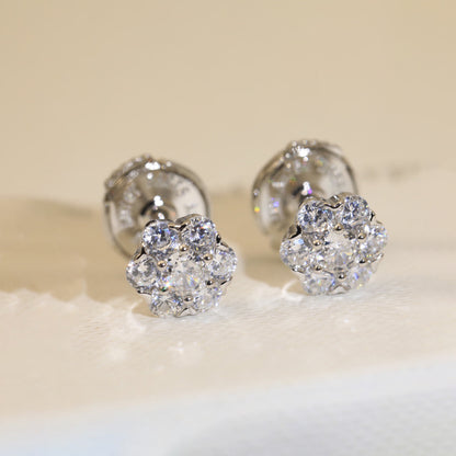 Boucles d'oreilles en cristal de fleur 18 carats