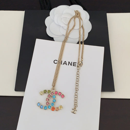 18K CHANEL CC Color Crystals Necklace