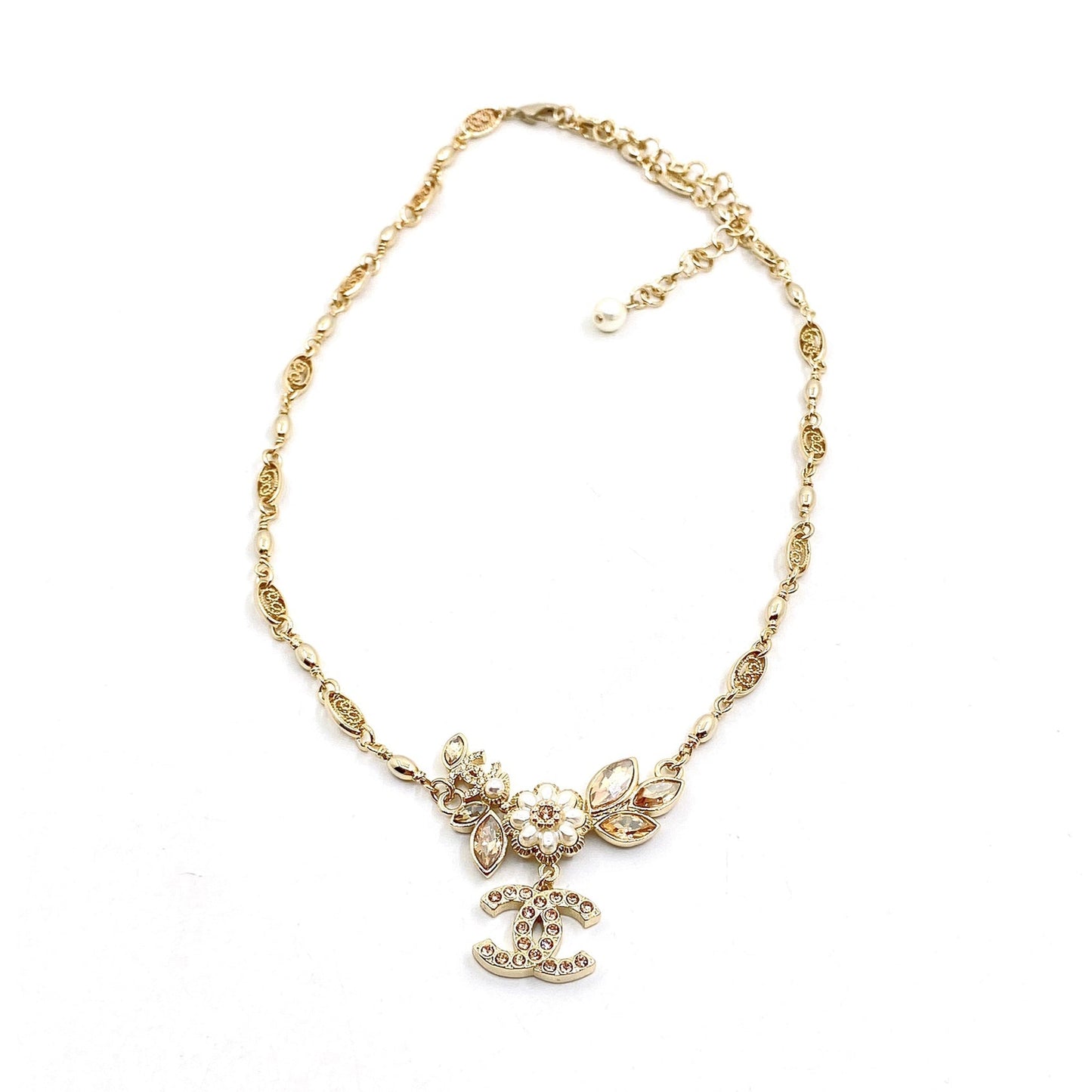 18K CHANEL CC Flower Pendant Necklace