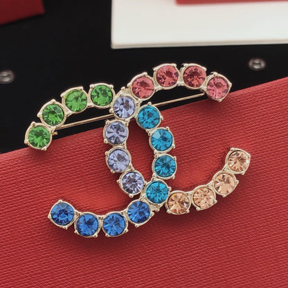 18K CC Color Crystals Brooch