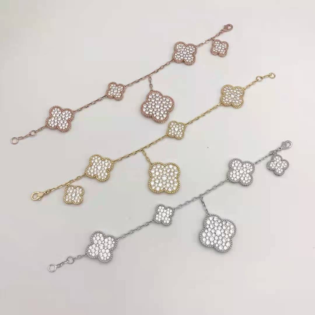 18K Van Cleef & Arpels Magic Alhambra Five Motifs Diamonds Bracelet