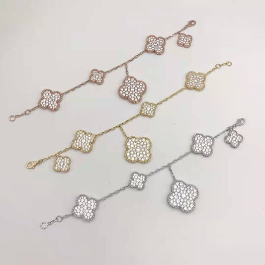 18K Van Cleef & Arpels Magic Alhambra Five Motifs Diamonds Bracelet