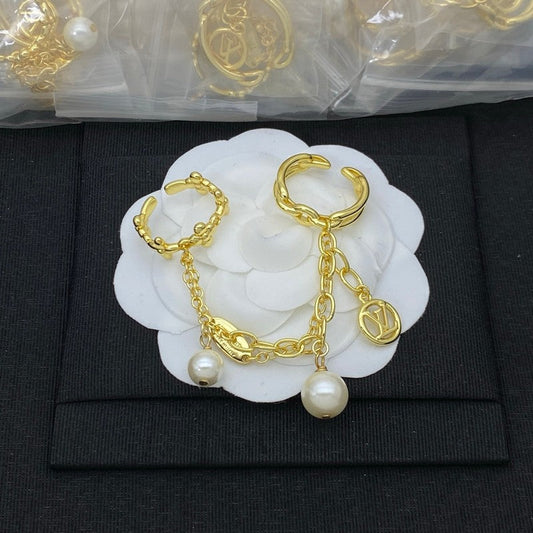 18K Louis Chain Pearl Ring