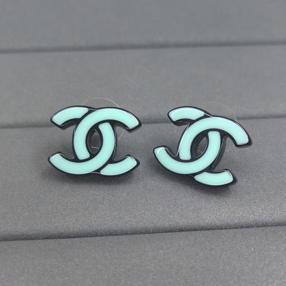 18k Chanel Classic Blue CC Earrings