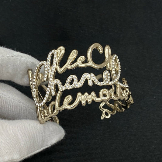 18K CC Script Diamond Cuff Bracelet