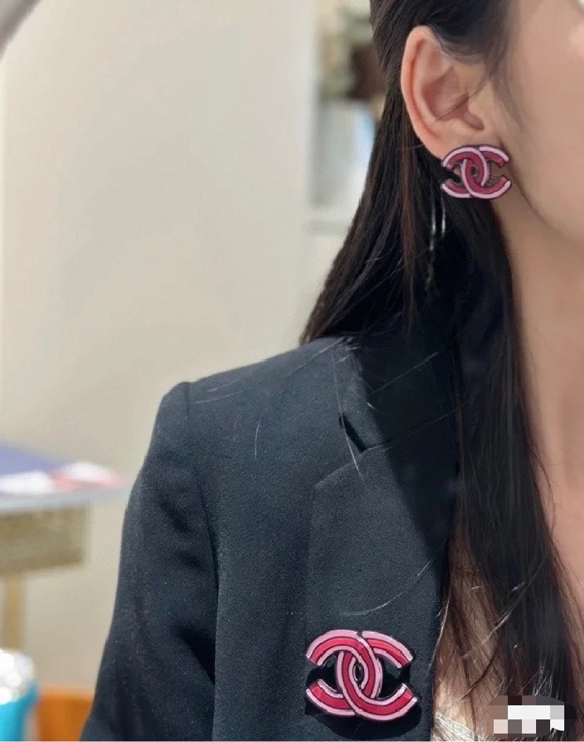 18K CC Pink Earrings