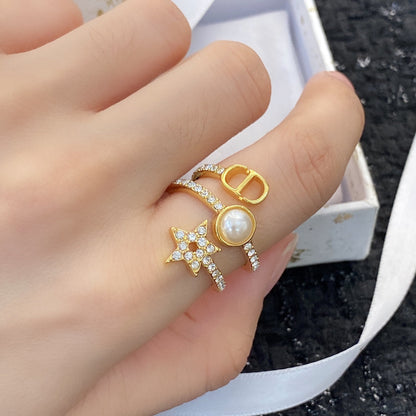 18K CD Star Pearl Ring