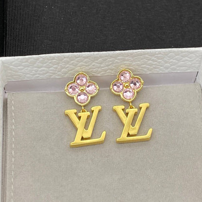 18K Louis Purple Crystal Flower Earrings