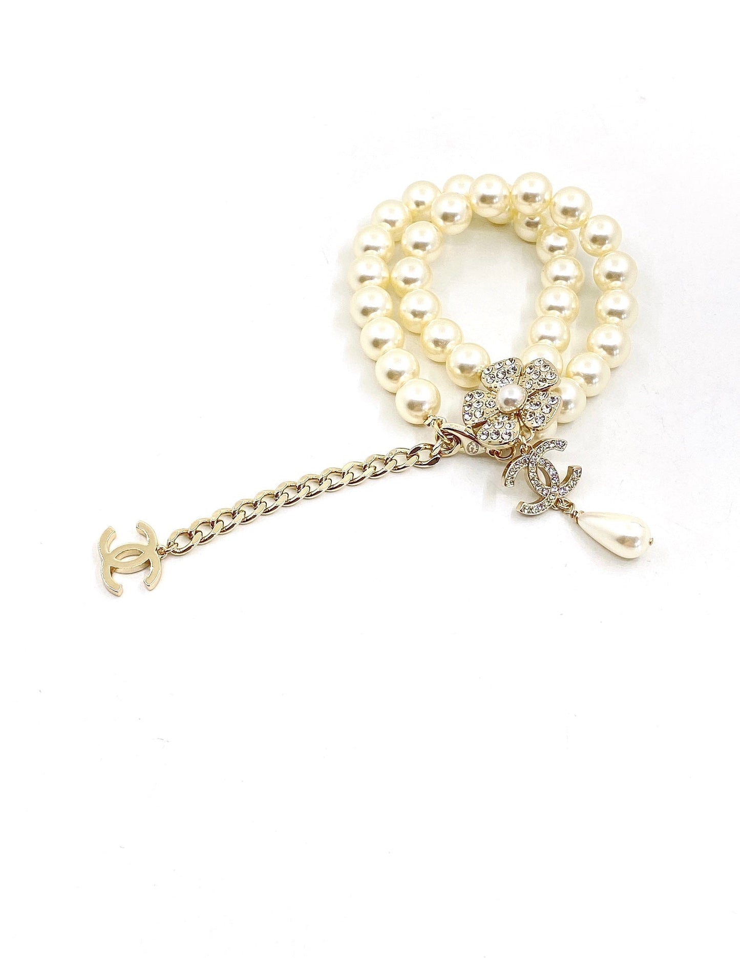 18K CC Pearls Chain Choker Necklace