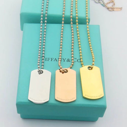 18K T 1837 Makers I.D. Tag Pendant Necklace