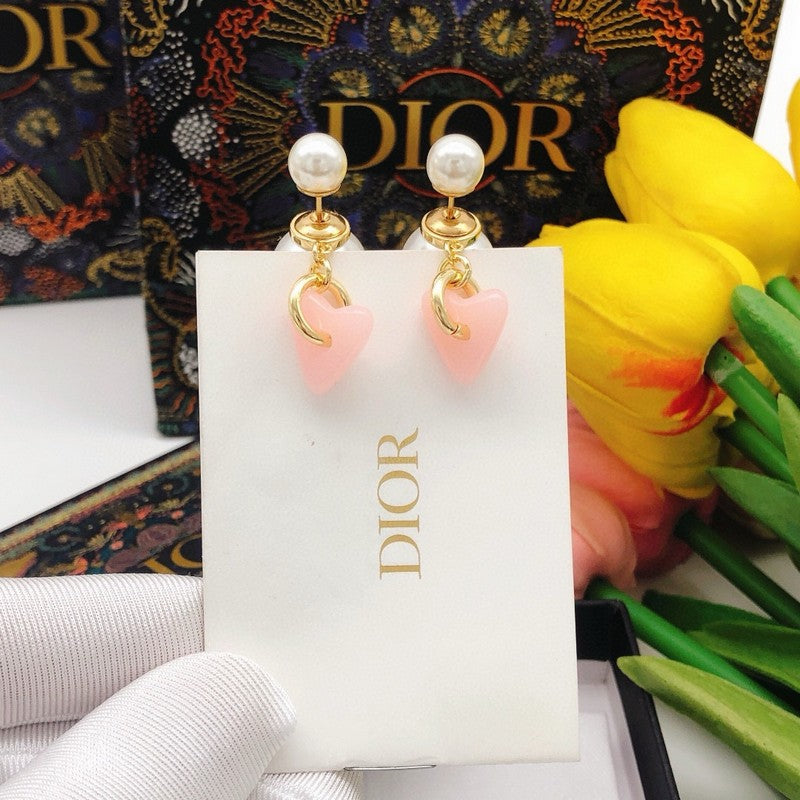 CD Pink Heart Drop Earrings