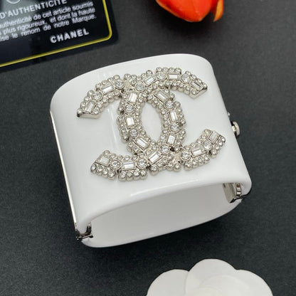 18K CC Pearl Diamond White Cuff Bracelet