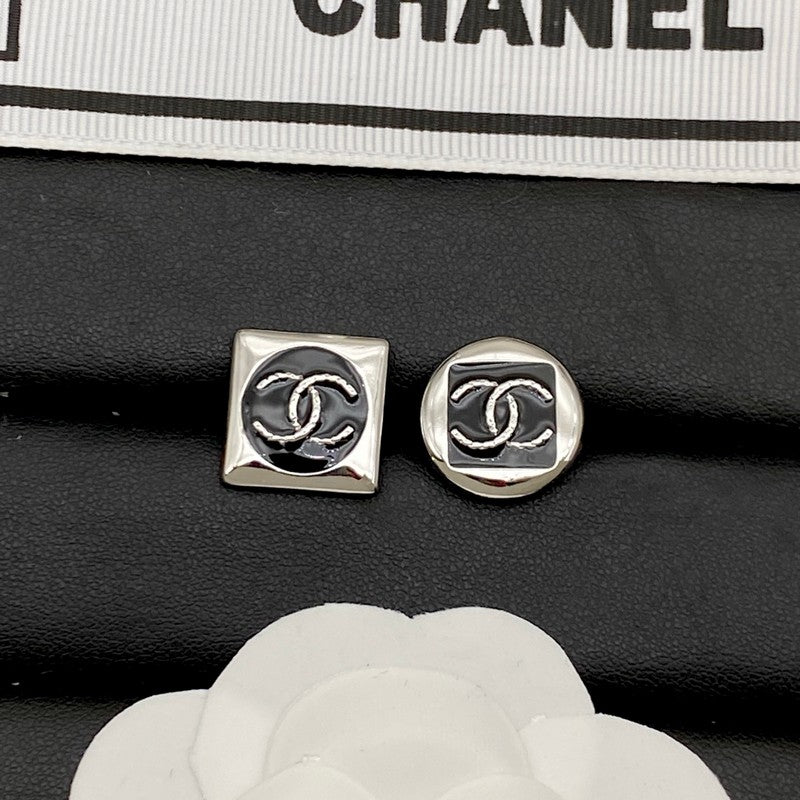 CC Black & White Square Gold Earrings