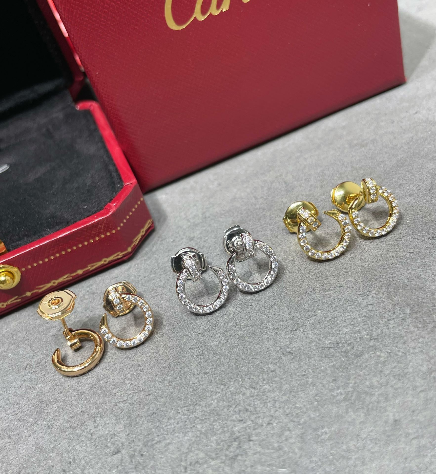 18k Cartier Juste Un Clou Diamonds Earrings